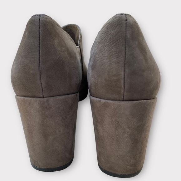 Eileen Fisher Gray Suede Gray Grey Leather Peep Toe Pump Elastic Side Size 8.5 - Picture 5 of 10